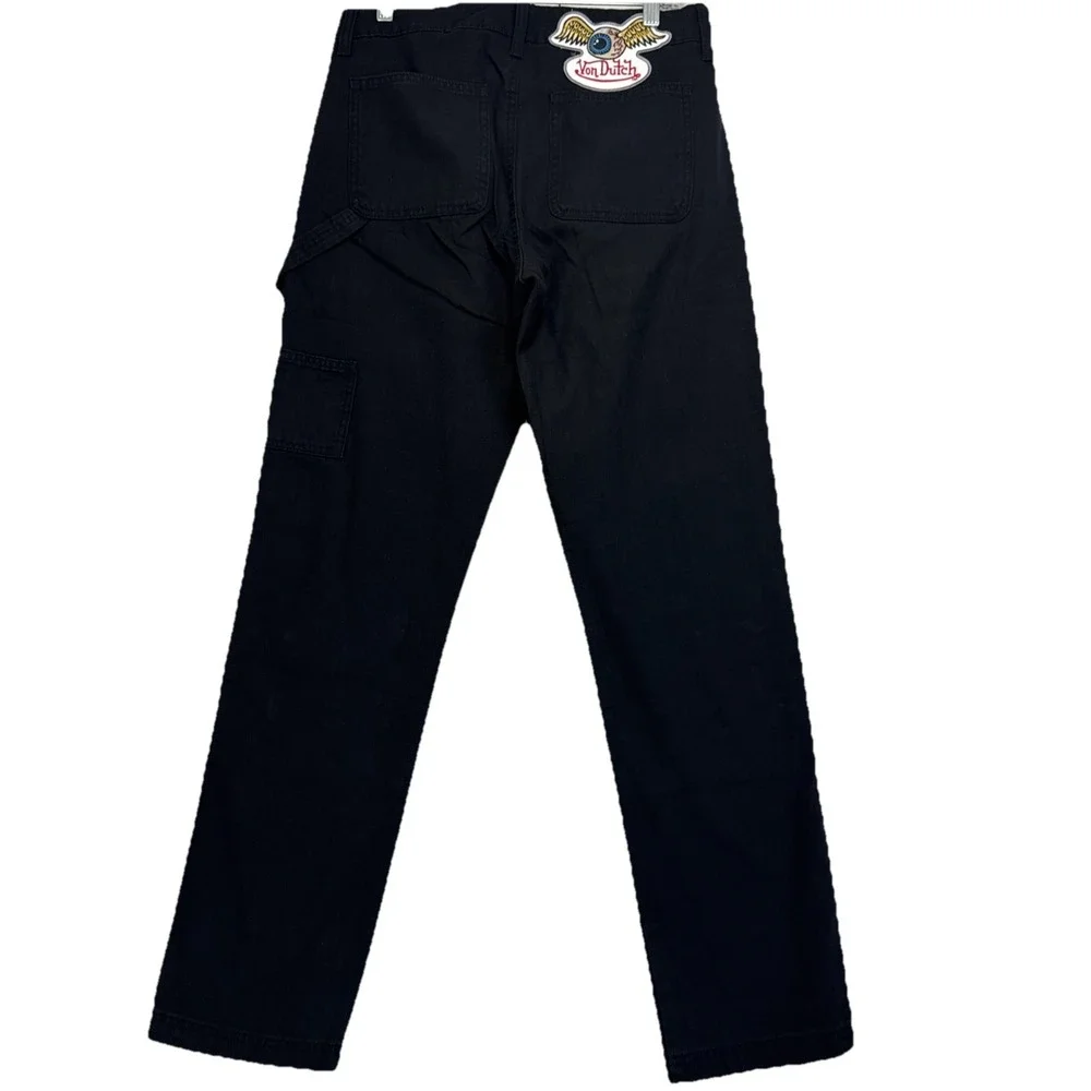 Von Dutch Jeans Mens Sz 30x32 Double Knee Patch Graphic Black Denim -NEW w/ Tag - Picture 10 of 13